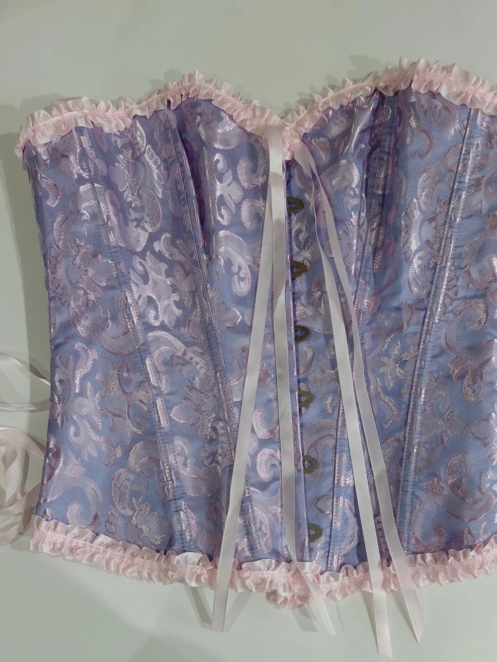 SHEIN Lavender Brocade Corset with Pink Trim